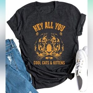 Vintage Tiger T Shirt for Women Funny Graphic Tee Tops Short Sleeve Casual large